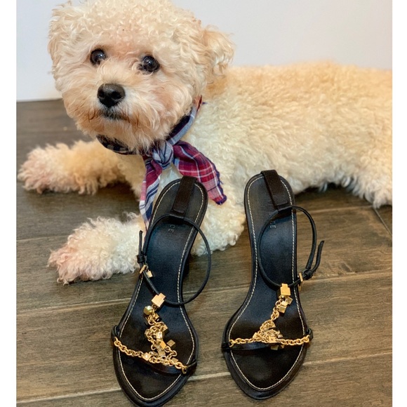 Versace Shoes - Versace blk/gold chain strap heels 👠